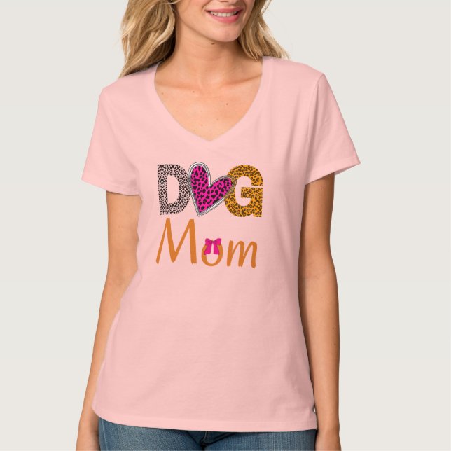 Hundmamma Leopardutskrift /Trendig present till hu T Shirt (Framsida)