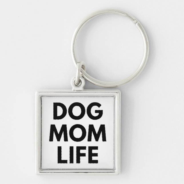 HUNDMAMMA LIV FYRKANTIG SILVERFÄRGAD NYCKELRING (Framsidan)