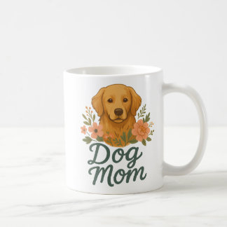 Hundmamma-mugg – Guldig Retriever Blommig Design – Kaffemugg