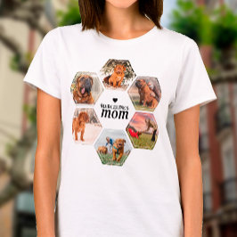 Hundmamma Personlig 6 Pet Foto Collage med Namn T Shirt