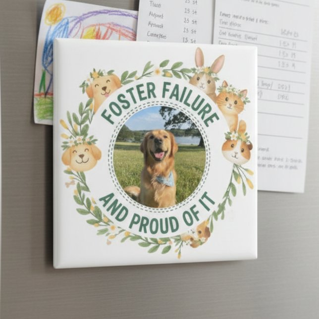 Hundmamma present – Blommig botanisk husdjursälska Magnet (Pet Foster Failure Magnet)