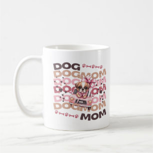 Hundmamma present Söt valp Bil Anpassat namn Kaffemugg