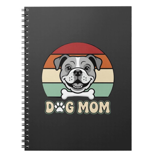 Hundmamma Retro Bulldog Vector Anteckningsbok (Framsidan)