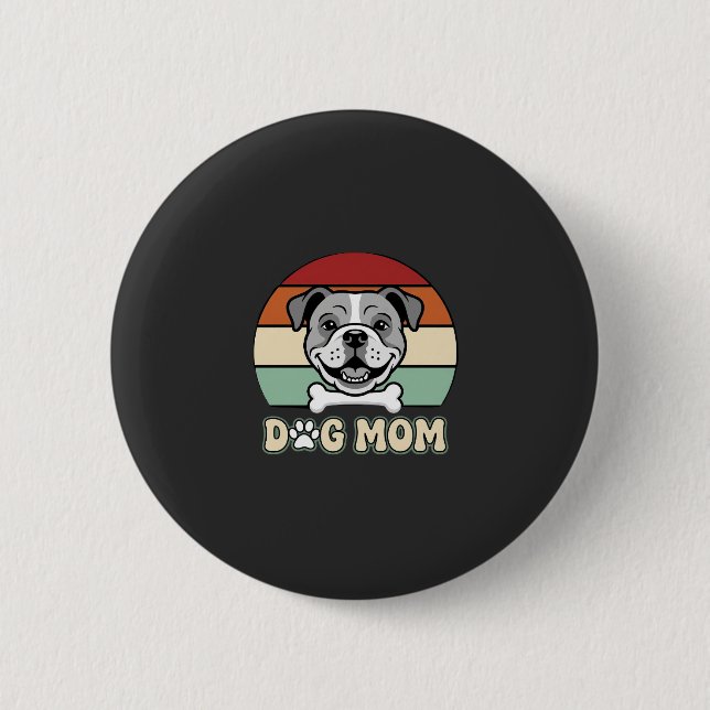 Hundmamma Retro Bulldog Vector Knapp (Framsida)