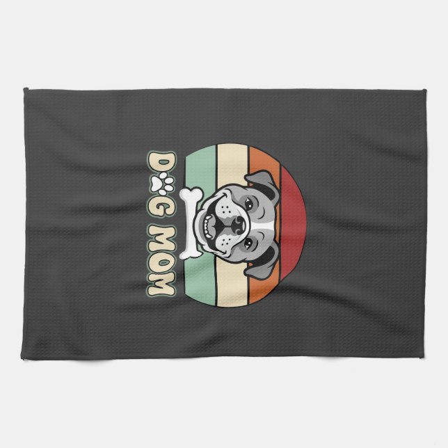 Hundmamma Retro Bulldog Vector Kökshandduk (Horisontell)
