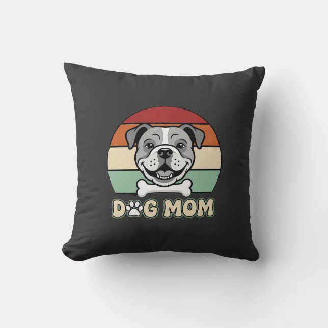 Hundmamma Retro Bulldog Vector Kudde (Framsida)