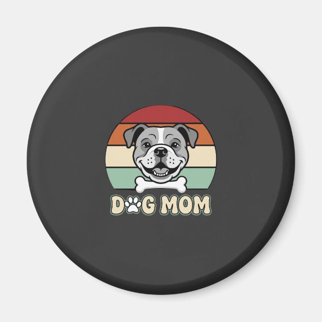 Hundmamma Retro Bulldog Vector Magnet (Framsidan)