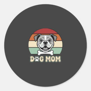 Hundmamma Retro Bulldog Vector Runt Klistermärke