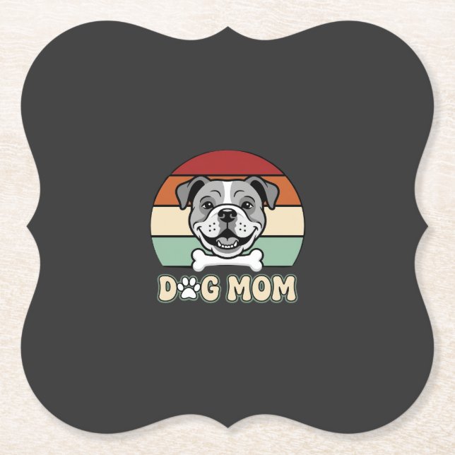 Hundmamma Retro Bulldog Vector Underlägg Papper (Framsida)