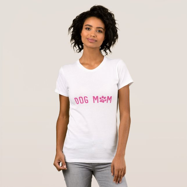 Hundmamma Rosa Typografi T-Shirt (Hel framsida)