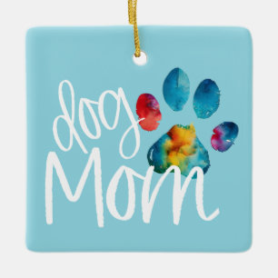 Hundmamma tassavtryck valp kärlek Mors dag tie dye Julgransprydnad Keramik