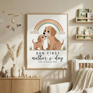 Hundmamma Valp Första Mors Dag Pastell Födelseklub Poster
