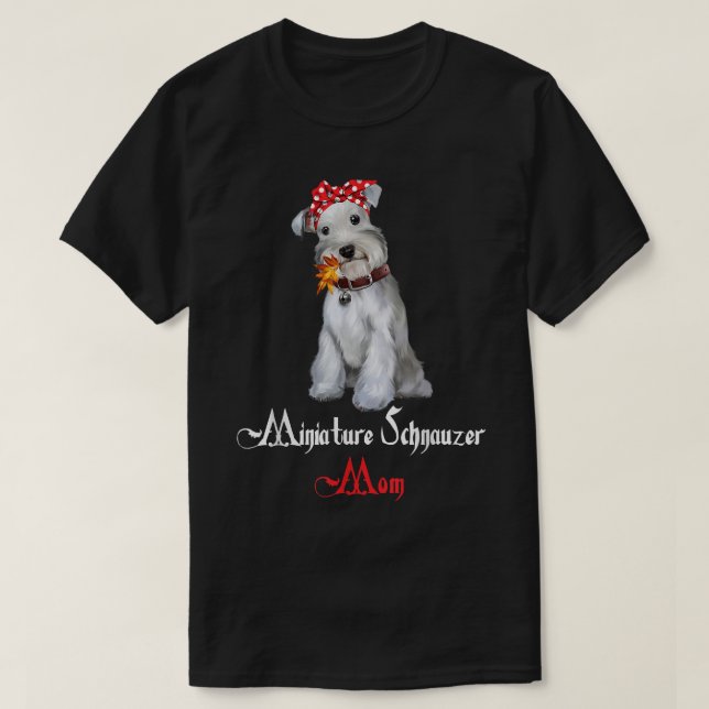 Hundmamma Valp-mamma Miniature Schnauzer T Shirt (Design framsida)