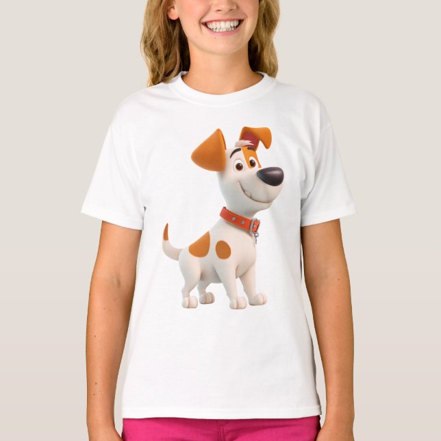 Hundmaskot – Söt Tecknad Valp för Barn  T Shirt (Framsida)