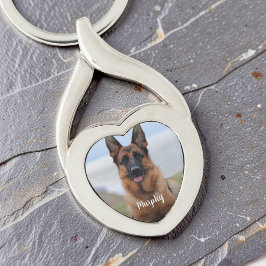 Hundminnes Kvarvarande Fotomall Anpassad Husdjur Twisted Heart Silverfärgad Nyckelring