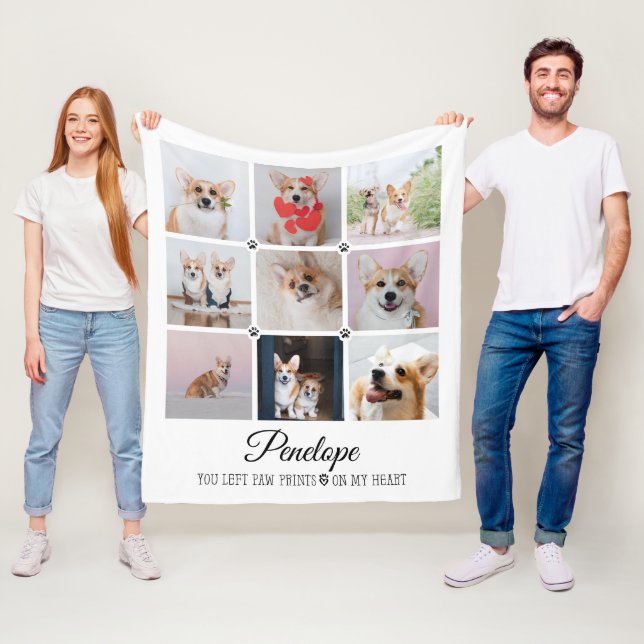 Hundminnesgåva Husdjursförlust Foto Collage Minnes Fleecefilt (På plats)