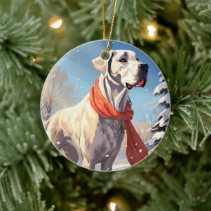 Hundminnesgåva, present till Great Dane-älskare Julgransprydnad Keramik