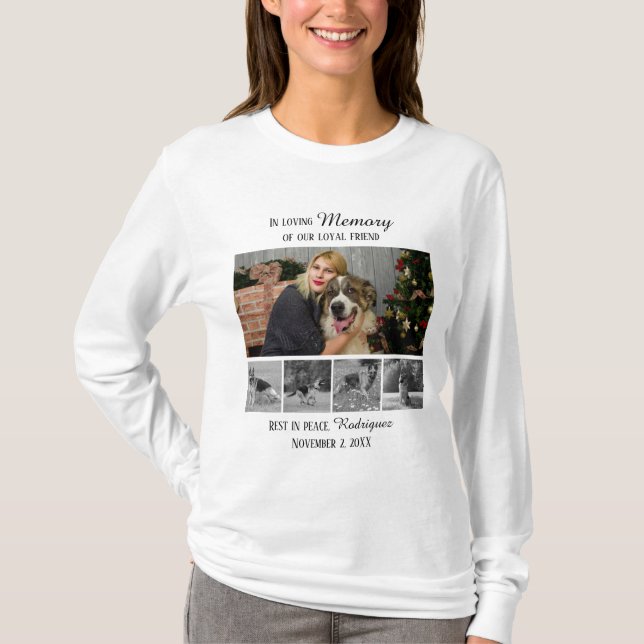 Hundminnesmärke 5 Fotokollage Husdjurshyllning T Shirt (Framsida)