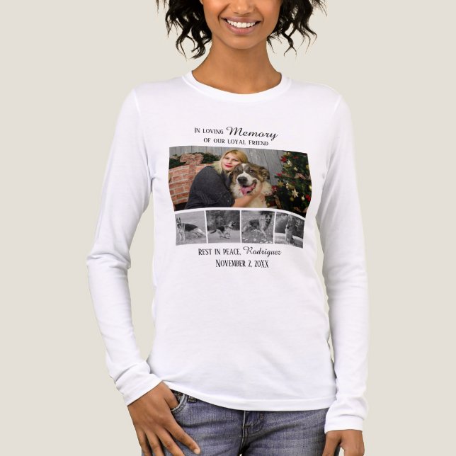 Hundminnesmärke 5 Fotokollage Husdjurshyllning T Shirt (Framsida)
