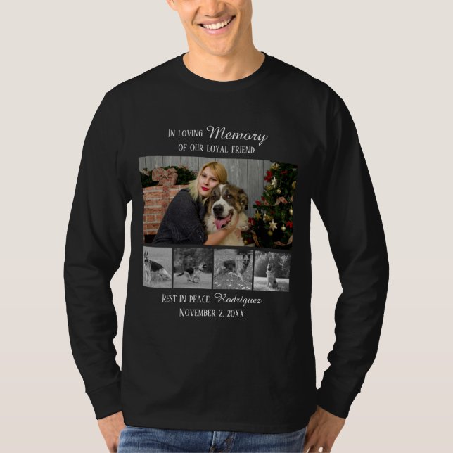 Hundminnesmärke 5 Fotokollage Husdjurshyllning T Shirt (Framsida)