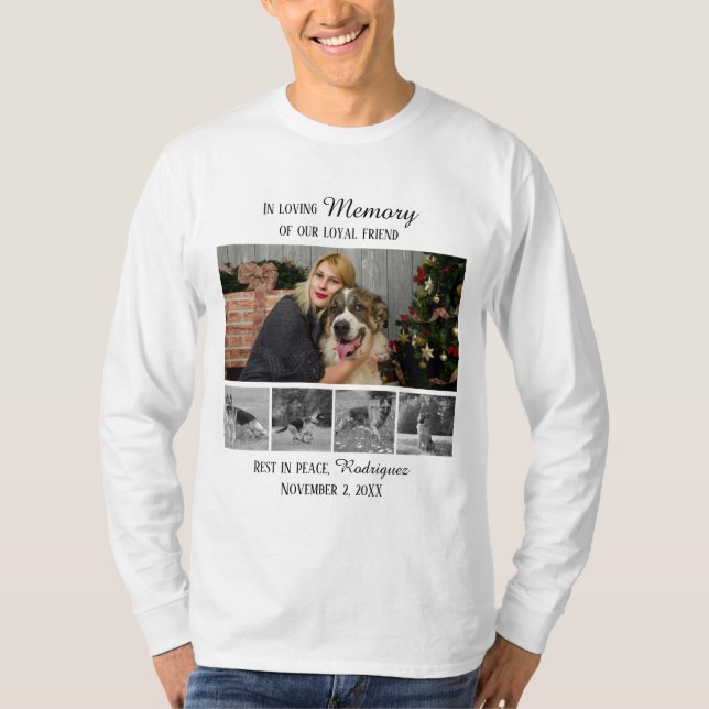 Hundminnesmärke 5 Fotokollage Husdjurshyllning T Shirt (Framsida)