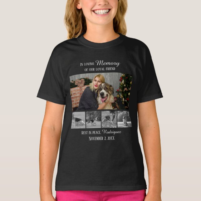 Hundminnesmärke 5 Fotokollage Husdjurshyllning T Shirt (Framsida)