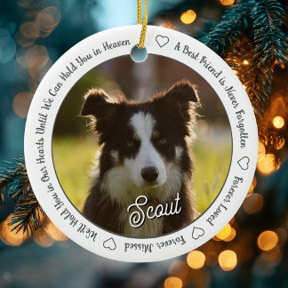 Hundminnesmärke Foto För evigt älskad & Saknad Min Julgransprydnad Keramik