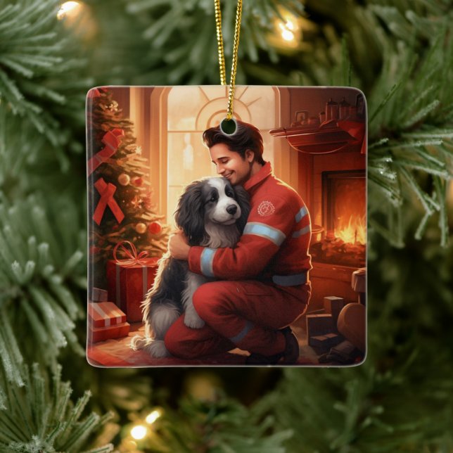 Hundminnesmärke, Papillon-kyrkka present till mamm Julgransprydnad Keramik (Träd)