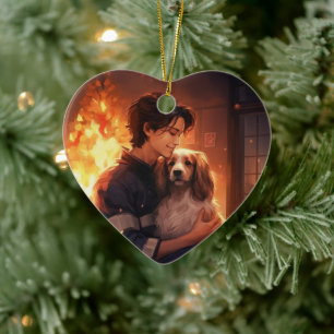 Hundminnesmärke, Papillon- present till mamma Julgransprydnad Keramik