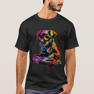 Hundmusik DJ Skivspelare DJ Hund Konst EDM Beatmak T Shirt