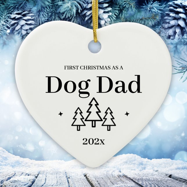 Hundpappa 2026 julgransprydnad keramik (Dog Dad First Christmas Ornament
)