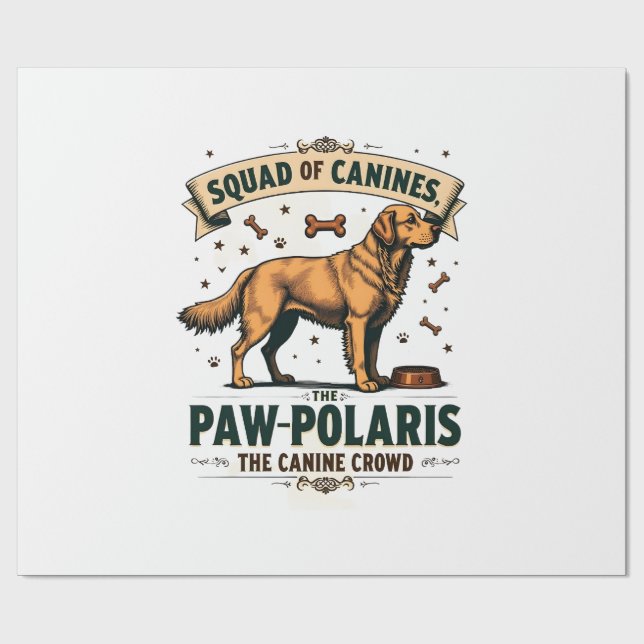 Hundpatrull Vintage Rolig Hund Grafik med Guld Presentpapper (Platt)