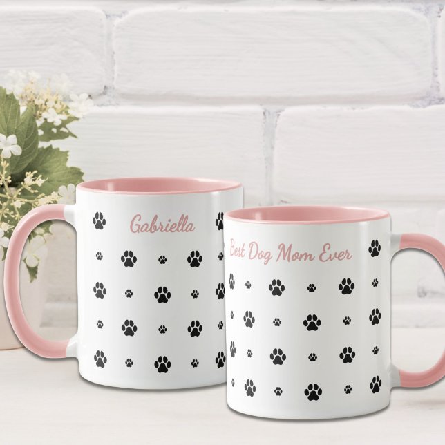 Hundpaw Blush Rosa Anpassad Namn Mugg (Skapare uppladdad)