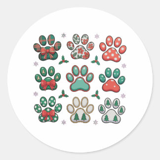 Hundpaw jul coquette båge julgran familj runt klistermärke