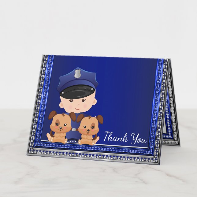 Hundpolisbabyfirande Tack Kort (Cute police baby shower thank you card. Add your message or leave blank.)