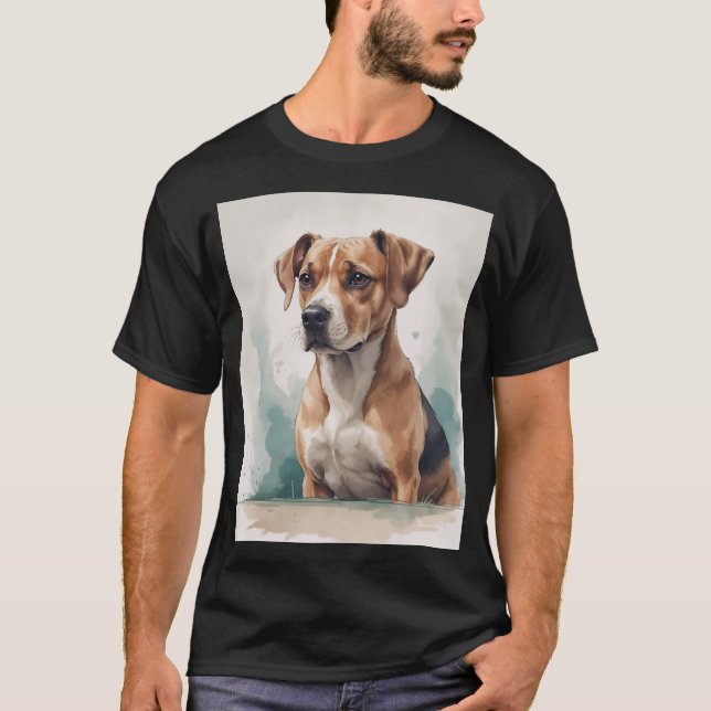 Hundporträtt Akvarell T Shirt (Framsida)