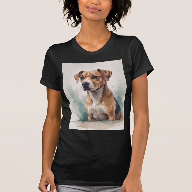 Hundporträtt Akvarell T Shirt (Framsida)