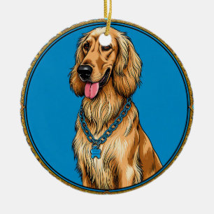 Hundporträtt Elegant Vintage Husdjurskonst Julgransprydnad Keramik