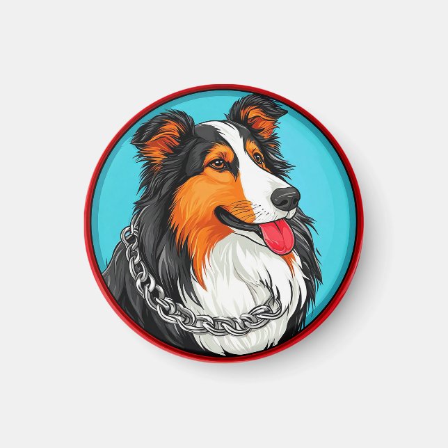 Hundporträtt i utsmyckad konststil magnet (Framsidan)