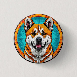 Hundporträtt med mosaik-inspirerad bakgrund knapp