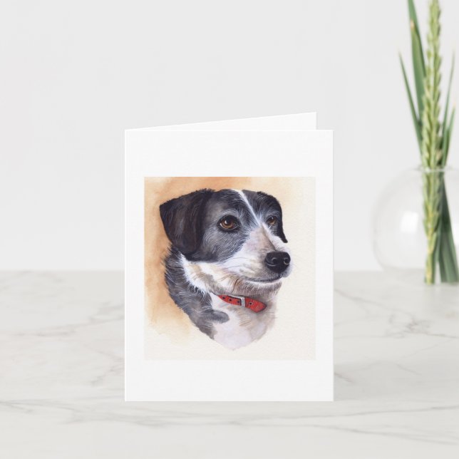 Hundporträtt som skapas i akvarell kort (Framsida)