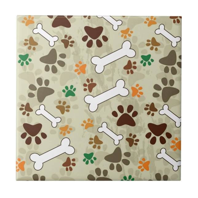 hundpows och ben kakelplatta (Framsidan)