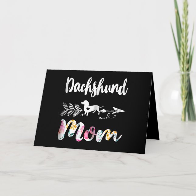 Hundpresent | Dachshundmamma Dachshund Blommig Kort (Framsida)