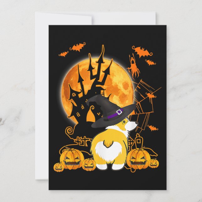 Hundpresent | Halloween Corgi Inbjudningar (Framsida)