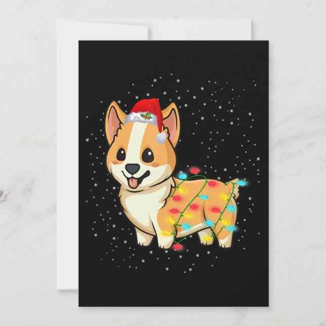 Hundpresent | julbelysning corgi inbjudningar (Framsida)