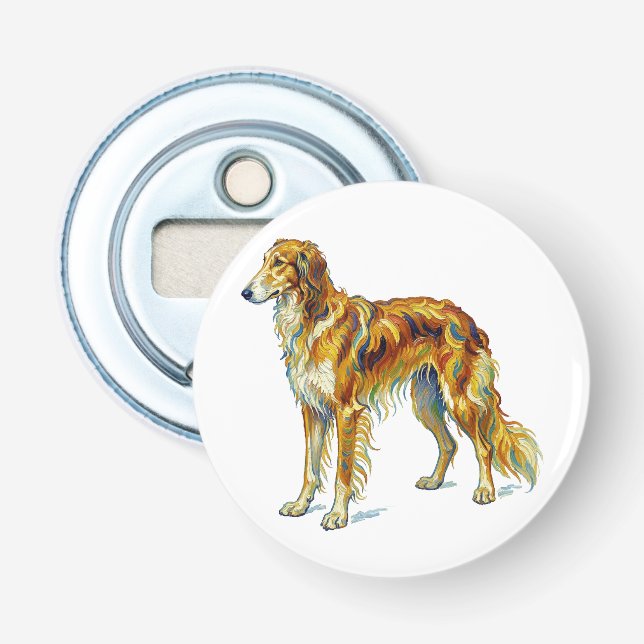 Hundpresent Livlig Färgrik Saluki Hunddesign Flasköppnare (Framsidan)