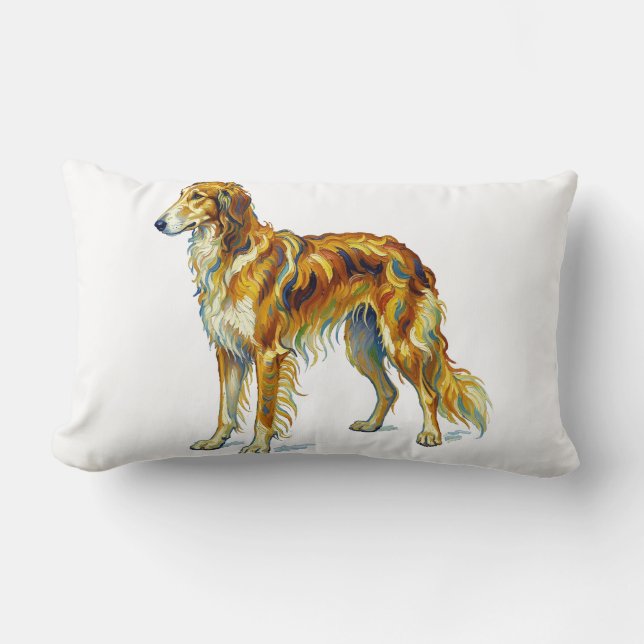 Hundpresent Livlig Färgrik Saluki Hunddesign Lumbarkudde (Framsida)