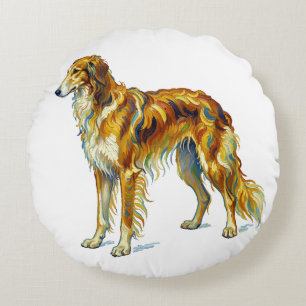 Hundpresent Livlig Färgrik Saluki Hunddesign Rund Kudde
