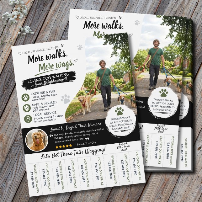 Hundpromenad Husdjur Sittar Affisch  Reklamblad (Dog Walking Business Flyers)