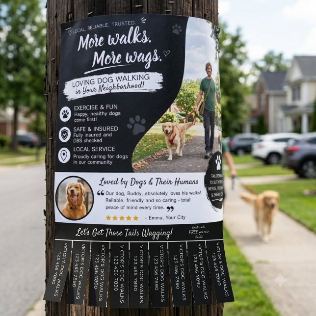 Hundpromenad Husdjur Sittar Affisch  Reklamblad (Small Business Flyers)